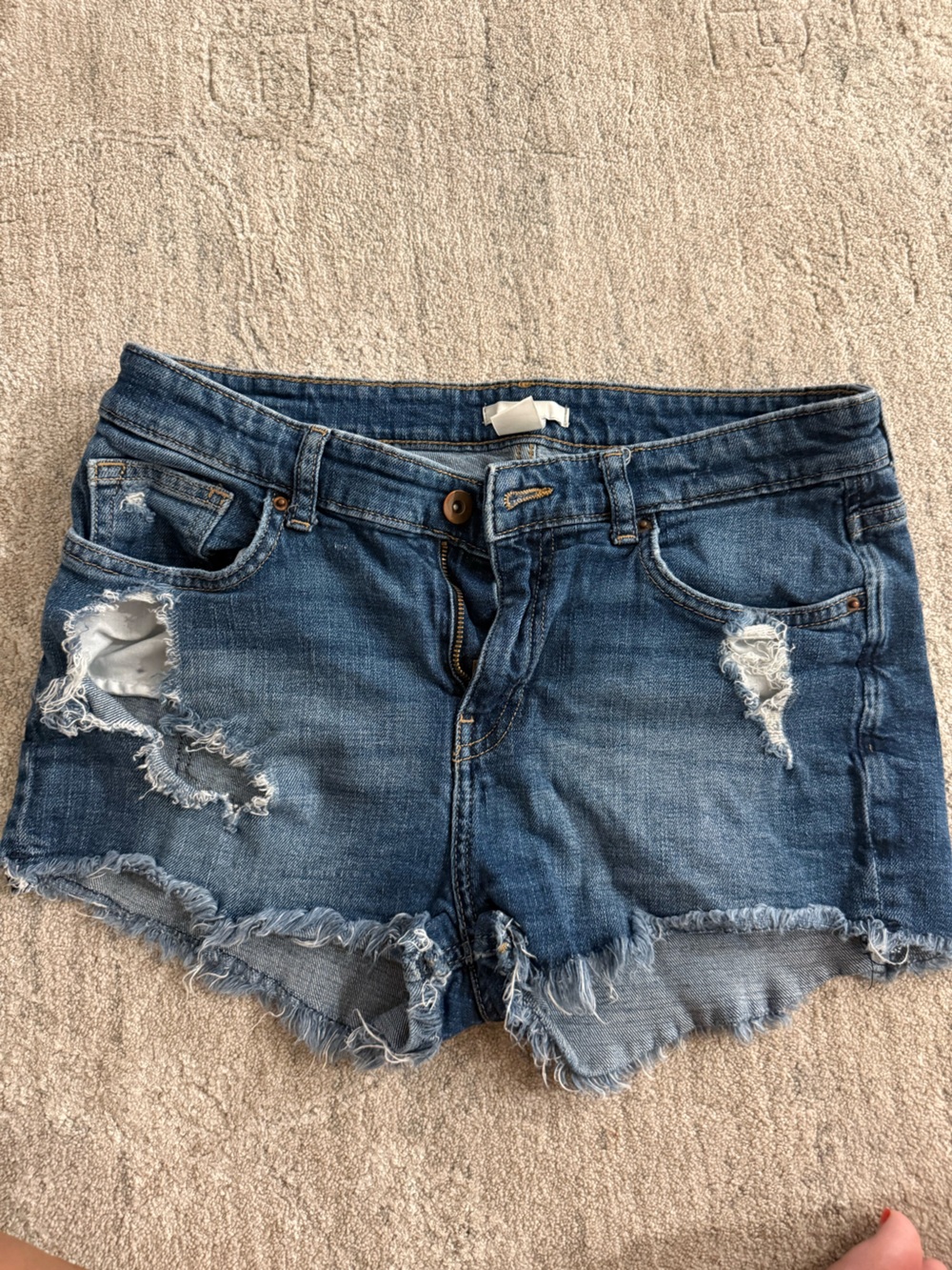 H&M Blue Distressed Denim Shorts